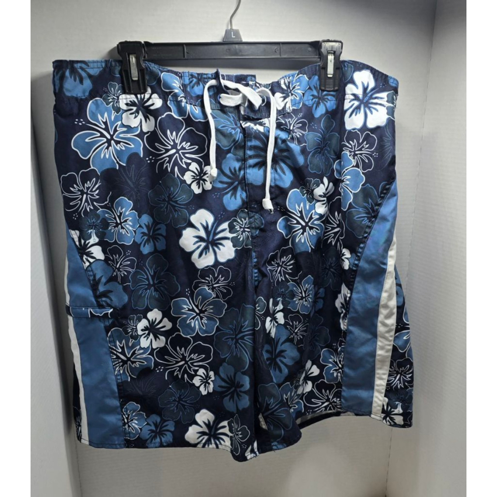 Men's Joe Boxer Swim Trunks XL Blue White Floral